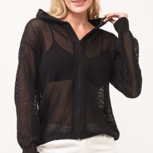 Misbehavin' Hooded Zip Up in Black