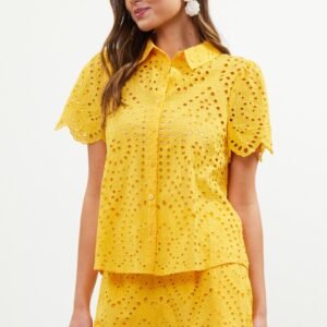 Brittney Eyelet Top in Yellow