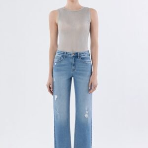 Rose Raw Hem Crop Straight