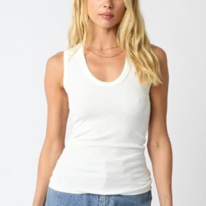 Basic V-neck Tank in White