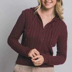 Ace Zip Up Cardigan in Burgundy