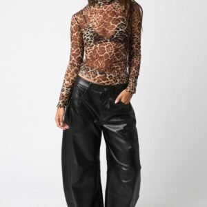 Wild Life Mesh Turtle Neck Top