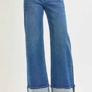Pin Mid Rise Cuffed Denim