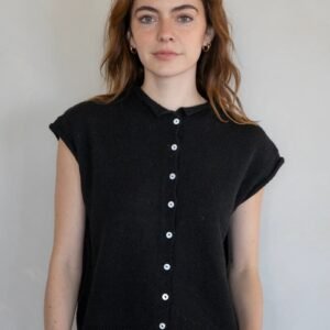 Eloise Sweater Vest Cardigan in Black